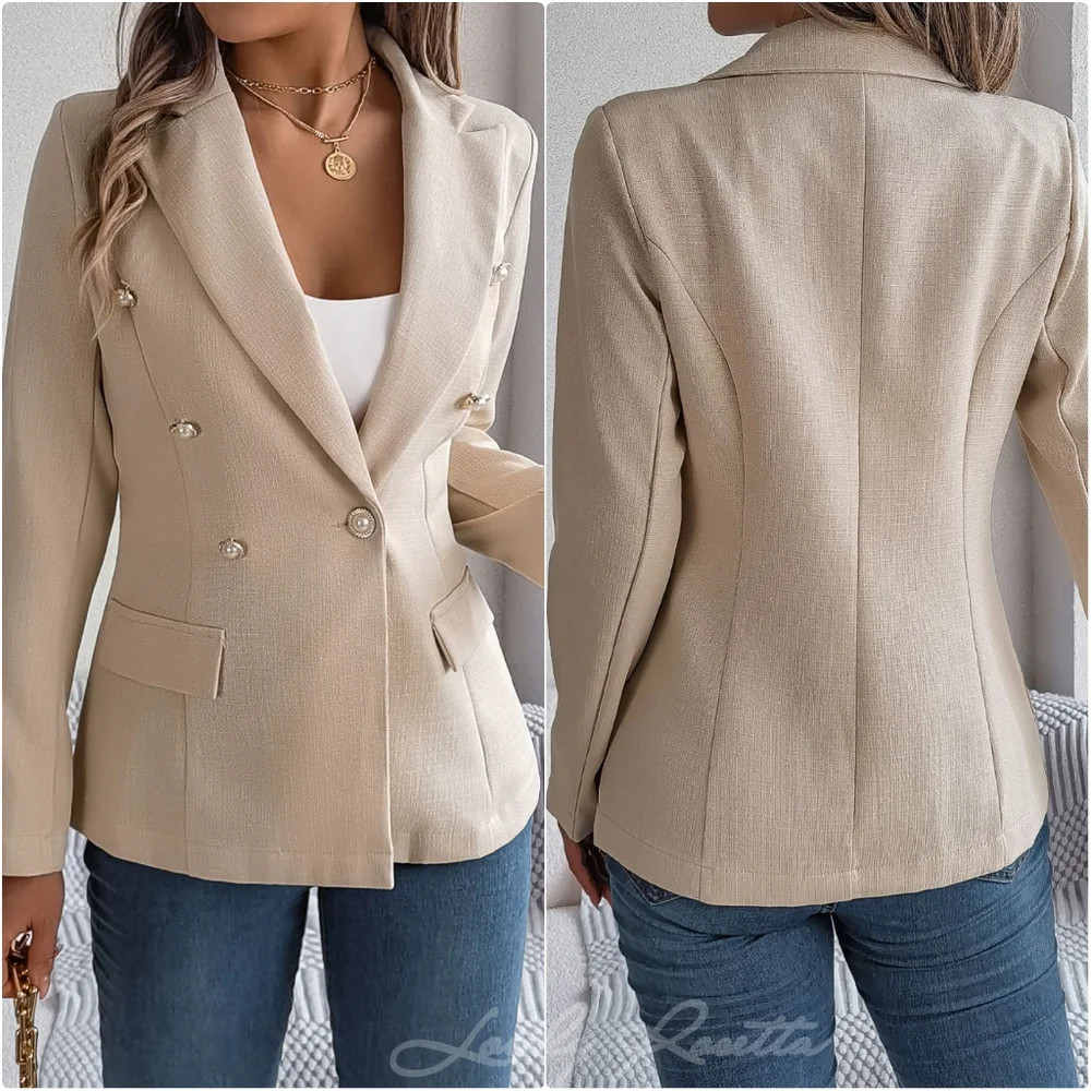 Stylish Pink Lapel Collar Blazer - Picture 7 of 8
